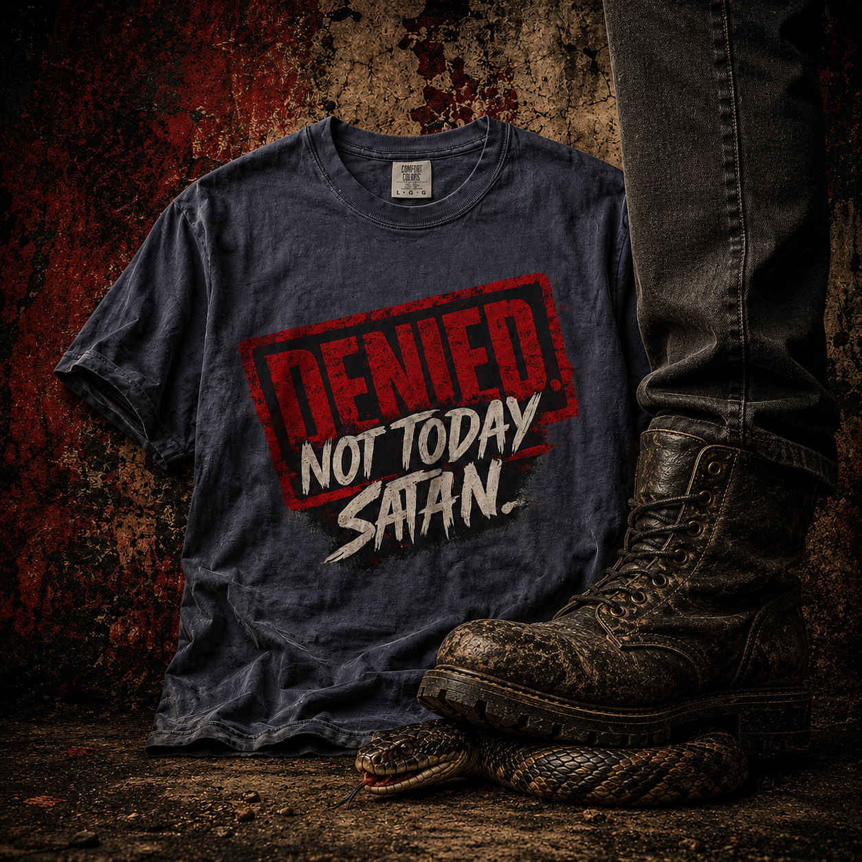 Not Today Satan Tee — James 4:7 Front & Back Spiritual Warfare T-Shirt