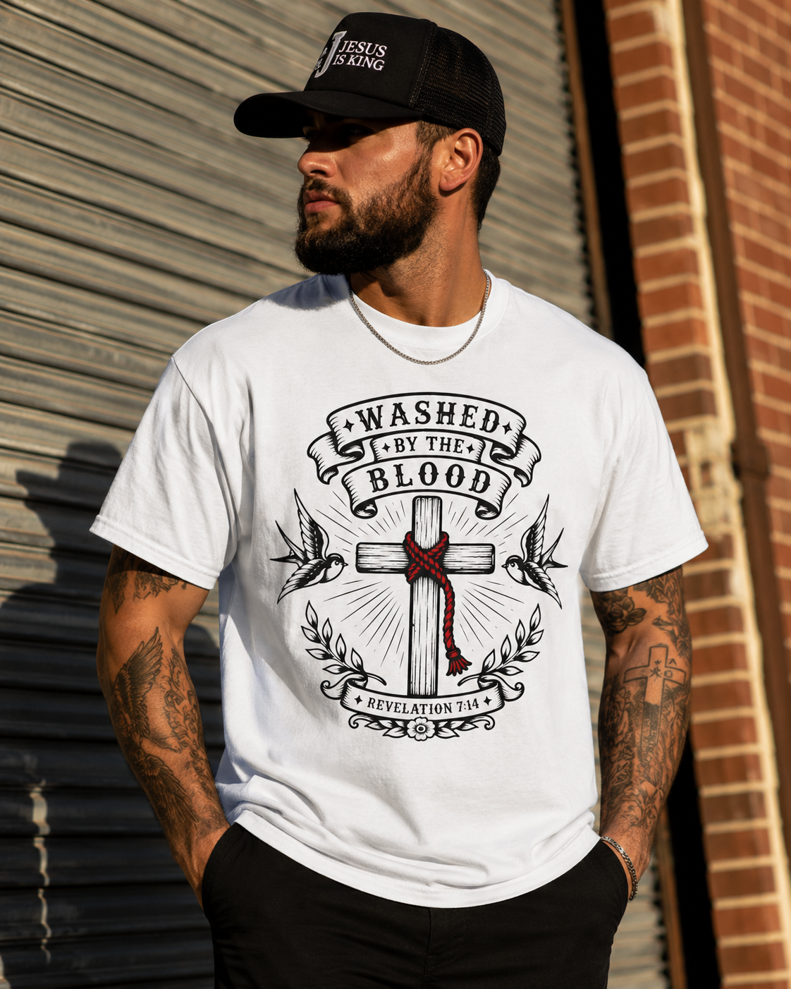 Washed by the Blood Tee — Christian Tattoo Shirt