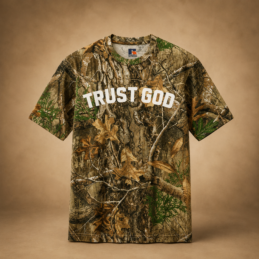 Trust God Camo T-Shirt — Realtree Christian Hunting Tee | Outdoor Faith Shirt